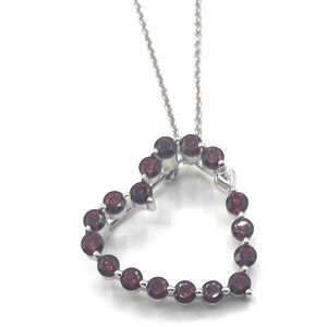 Valentine Garnet Heart Pendant Necklace or Pin NWT 18”
